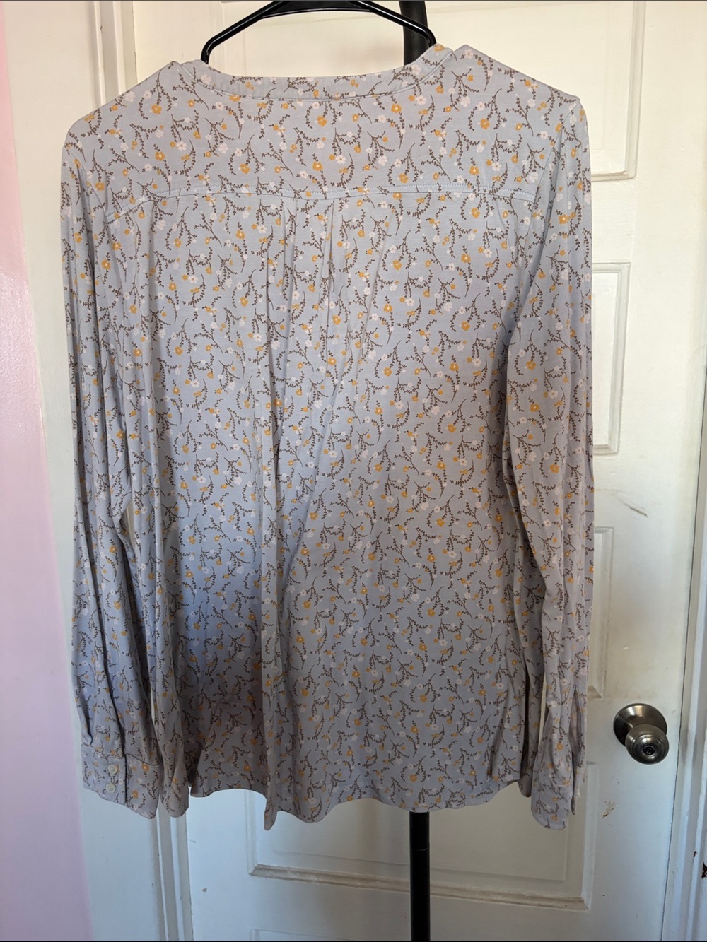 Lands' End Light Blue Long-Sleeve Henley with Yellow Floral Print - Picture 5 of 5